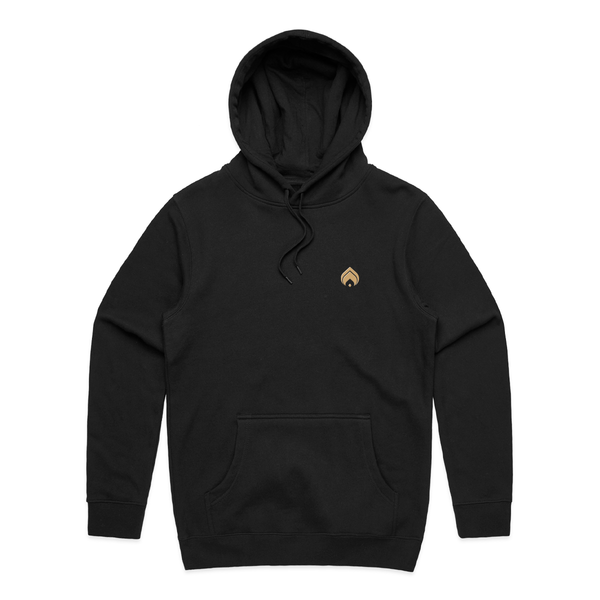 LOGO - Black w/ Gold Embroidered Heavyweight Hoodie - Size XL Only